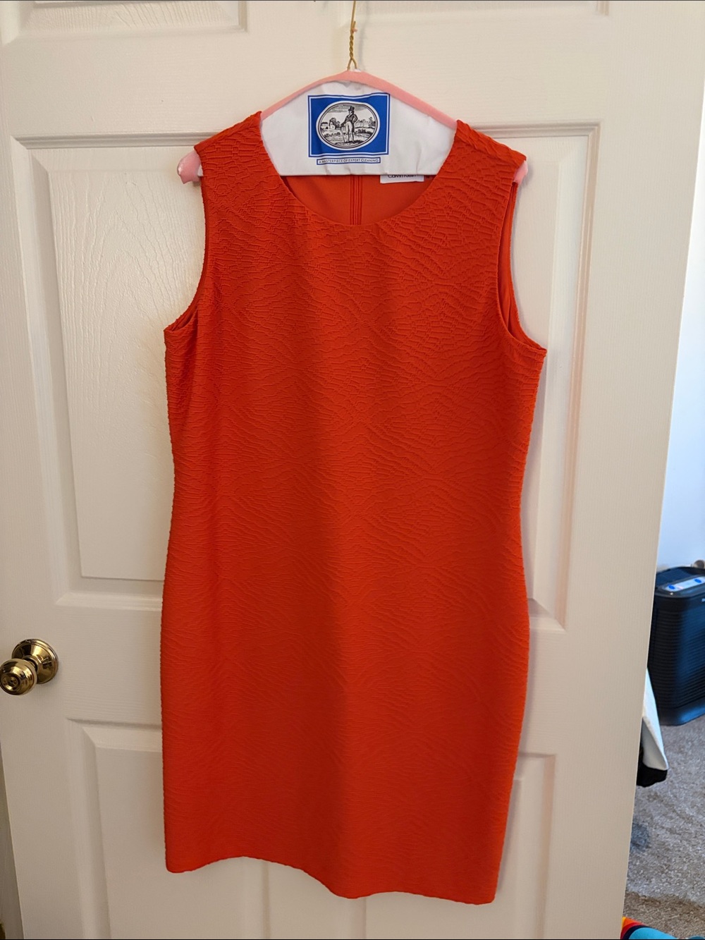 Calvin Klein Sleeveless Orange Textured Shift Dress